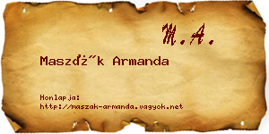 Maszák Armanda névjegykártya